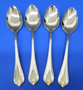 4 - Reed & Barton GOLDEN ROSECLIFF Glossy 18/8 Stainless Flatware TEASPOONS - Picture 1 of 6