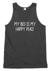 My Bed Is My Happy Place lustiges Herren Damen Trägershirt Tanktop - Bild 1 von 4