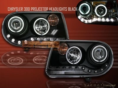FAROS PROYECTORES CHRYSLER 300C/SRT-8 2005-2010 NEGRO DOS CCFL HALO LED Foto 1 de 2