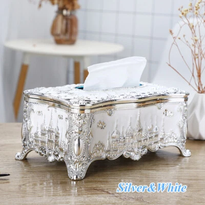 Vintage Luxury Gold Palace Tissue Box Paper Napkin Holder Case Hotel Table Decor - Image 1 of 4