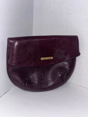 Bolso clutch de cuero Albert Nipon raro rojo coñac Foto 1 de 4