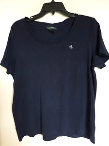 Lauren Ralph Lauren Women's Navy Scoop Neck Blouse 1X - Picture 1 of 3
