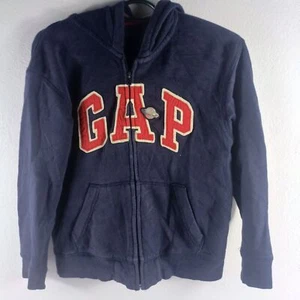 GAP Kinder Navy Blau Logo Fleece Sweatshirt Hoodie Full Zip Jacke Gr. XS (4-5) - Bild 1 von 5