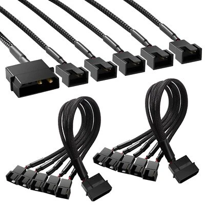 2 Stücke Molex auf Lüfter Adapter Kabel 4 Pin Molex auf 5 x 3 Pin / 4 Pin PMW... - Bild 1 von 4