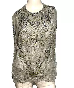 Ralph Lauren Collection Purple Label Runway Silk Bead Embroidered Blouse Top 6 - Picture 1 of 12