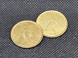 Vintage Gold Tone Guardian Angel Medal  Double Sided Coin Religious Preowned - Picture 1 of 2