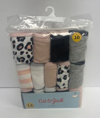 Girls 14pk Cotton Hipster Briefs Cat & Jack Blush, Black & White Mix Size 10 NIP - Image 1 of 3