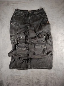 NEW Womens Size 16 Cargo Denim 14" Wide Leg Pants JNCO STYLE Skater Baggy HipHop - Picture 1 of 9