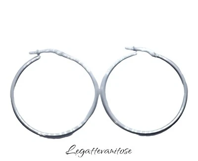 Orecchini donna CERCHI 3,5 CM lisci. orecchini argento hop anelle cerchi - Immagine 1 di 4