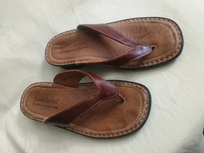 Chanclas Josef Seibel para mujer 160821 marrón tacón ancho talla 36 EE. UU. 6,5/7 Foto 1 de 4