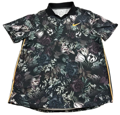 Polo de tenis Nike Court Slam Abierto de Francia 2019 AO0284-010 floral para hombre XL raro Foto 1 de 4