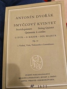 Antonin Dvorak String Quintet G Major Op 77 Study Score Violin Viola Cello Bass - Picture 1 of 9