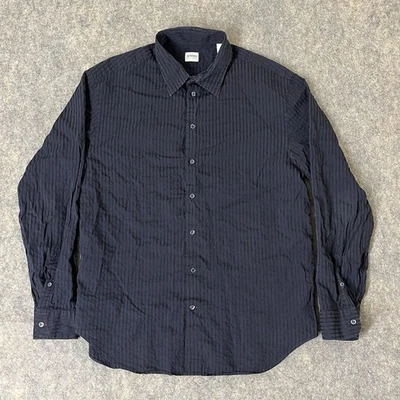 Camisa con botones Armani Collezioni para hombre XL a rayas azul algodón viscosa  Foto 1 de 4