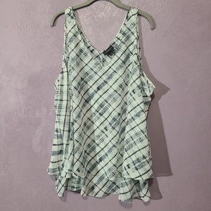 Camiseta sin mangas Lane Bryant para mujer talla grande 22 capas a cuadros cuello en V camisola - Imagen 1 de 6