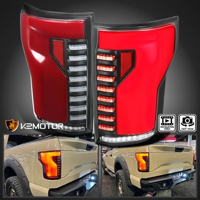 Black Fits 2015-2017 Ford F150 LED Tail Lights Sequential Signal Lamps+Red Tube Foto 1 de 4