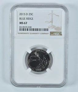 2015-D Washington Quarter Blue Ridge America The Beautiful MS67 NGC *9851 - Picture 1 of 5