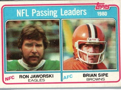 1981 Topps #1 1980 Passing Leaders (Ron Jaworski / Brian Sipe) LL - Image 1 of 2