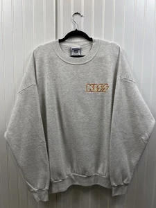 Sudadera de Colección Años 90 Kiss Rock And Roll Sobre Cuello Redondo Para Hombre’s 2XL Gris Grande - Imagen 1 de 7