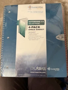 Livescribe 4 Pack Notepads Dot Paper 8.5 x 11 College Ruled 100 Sheets Each NEW - Picture 1 of 3