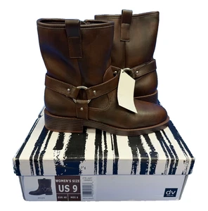 Dolce Vita Mujer Marrón Moto Bota Talla 9 Arnés Correa Tacón Bajo Nuevo - Imagen 1 de 7