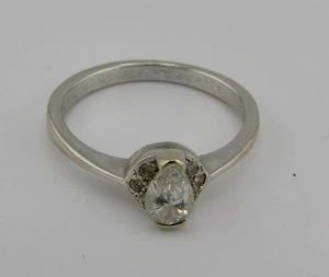 18ct White Gold Pear Cut Diamond Ring 0.5ct, 3.4g Hallmarked Not Scrap - Picture 1 of 7
