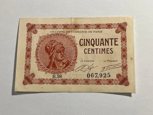 Notschein Handelskammer Paris 50 Centimes 1922 (218-2) - Bild 1 von 2