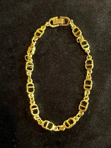 CHRISTIAN DIOR Bracelet Bangle Chain AUTH Logo Vintage CD F/S F/S Gold 114a - Picture 1 of 10