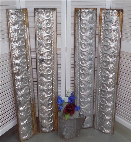 4 Ceiling Tin Panels, Vintage Reclaimed Molding Architectural Salvage A49 Cover