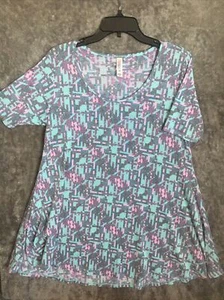 LuLaRoe Shirt Dress Womans 2XS Short Sleeve Multicolor Pullover Round Neck - Picture 1 of 11