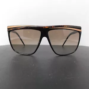 LAURA BIAGIOTTI Womens VTG Sunglasses Flat Top Black Italy Tortoise L124 P18/S - Picture 1 of 9