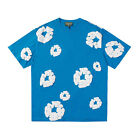 Streetwear Denim Tee Tears The Cotton Wreath T-shirt Blue