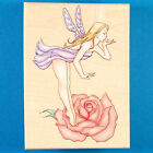 Fantasy Fairy on Rose Flower Rubber Stamp by Inkadinkado Winged Woman Blows Kiss