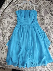 David's Bridal Strapless Short Bridesmaid Dress Ice Blue Women's Size 6 EUC - Picture 1 of 4