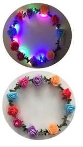 2 Pack Flashing LED Light Up Rose Flower Crown Headband festival lights LN326 - Picture 1 of 1