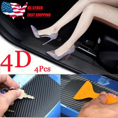 Protetor adesivo de soleira de porta placa de arranhão de fibra de carbono 4 peças para Tesla modelo 3 S X Y - Imagem 1 de 4