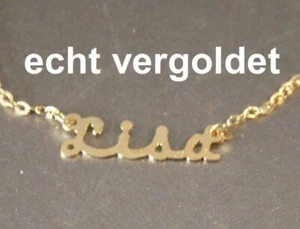 EDLE HALSKETTE LISA KETTE ECHT VERGOLDET NAME NAMENSCOLLIER NAMENSKETTE NEU - Bild 1 von 1