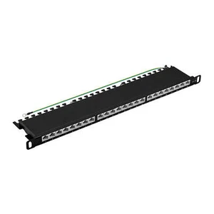 Patchpanel Patchfeld Cat6A 19 Zoll 24 Port 0,5HE RJ45 10GB LAN geschirmt schwarz - Bild 1 von 9