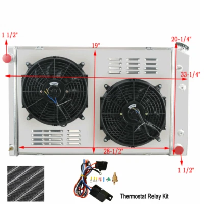 4 Row Aluminum Radiator+Shroud Fan For Chevy C10 C20 K10 K20 1973-1986&75 - Image 1 of 4