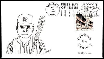1998 Babe Ruth Celebrate the Century 1920's FDC- Shadow Cachet - Image 1 of 2