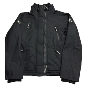Superdry Jacket Mens Large Black Windattacker Full Zip Fleece Lined Engineered - Picture 1 of 14