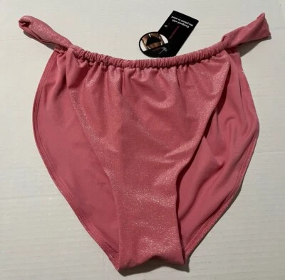 NWT No Boundaries Lurex Tab Tunnel Bikini Bottom XXL (19) Plumeria Pink Silver - Image 1 of 4
