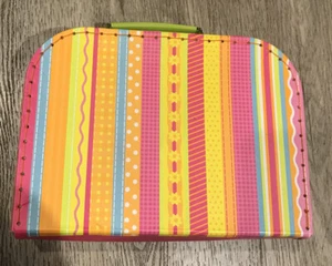 Kids lunch box cardboard storage small suitcase Multicolor Stripes & Polka Dots - Picture 1 of 10