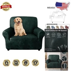 Luxurious Water-Resistant Couch Slipcover for Pets: Dark Green, Easy Wash - Picture 1 of 9