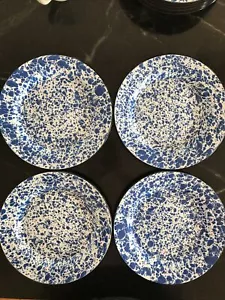 Blue Enamel Splatter Ware Plates, Set of 4, NWT - Picture 1 of 8