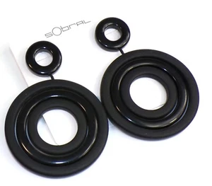Sobral Gaia Modernismo Black Artist Made Dangling Statement Post Earrings - Picture 1 of 7