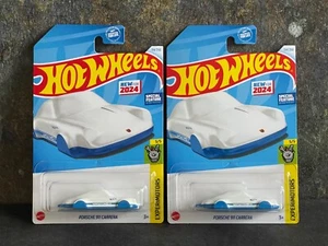 2024 Hot Wheels PORSCHE 911 CARRERA ~ White ~ Key Chain ~ Experimotors LOT of 2 - Picture 1 of 5