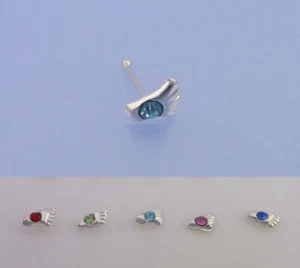 Echt 925 Silber Fünf Stück Nasenstecker Fuß / Blau Rosa blau Grün Rot Füße Füß - Bild 1 von 1
