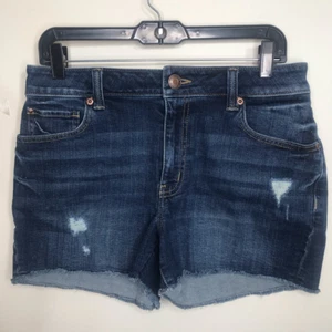 Maurices Damen abgeschnittene Jeansshorts blau distressed dunkle Waschung mittlerer Bund Tasche 10 - Bild 1 von 12