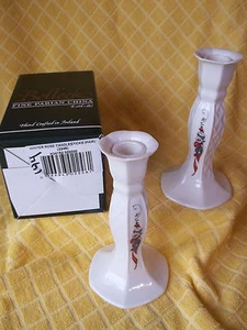 MIB Belleek Pair of Winter Rose Candle Stick Holders - B2248 - Picture 1 of 4