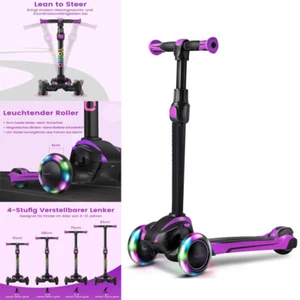 Faltbarer Dreiradscooter mit LED Leuchträdern 4 Höhenverstellbarer Tretroller DE - Bild 1 von 10